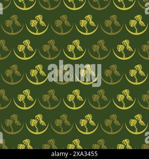 Flat monstera leaves seamless pattern. nature leaf background vector Stock Vector