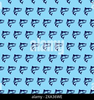 Fish Seamless Pattern, fish background, wallpaper with blue color combination Stock Vector