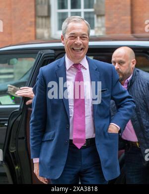 London, United Kingdom. June 04  2024. Nigel Farage is seen in Westminster before appearing on BBC Radio 4.Credit: Tayfun Salci / Alamy Live News Stock Photo