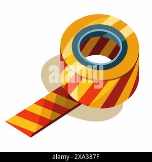 Striped construction tape isolated on white background. Concept of safety, caution, and construction. Ideal for design, illustration, print, and digit Stock Vector