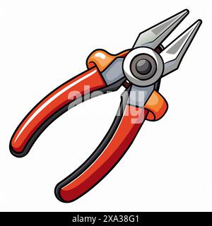 Orange and black pliers illustration isolated on a white background. concept of hand tools, construction, and repair. print, icon, logo, design elemen Stock Vector