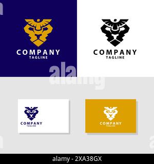 lion eagle head logo design vector Stock Vector