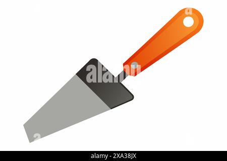 Putty knife isolated on white background. Hand tool for construction, wallpaper scraping, and filling cracks. Concept of home improvement, minimalisti Stock Vector