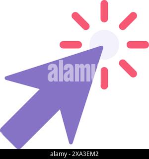 Mouse cursor pointer purple arrow for click cyberspace vector flat illustration. Abstract press clicking website link label for browsing internet isol Stock Vector
