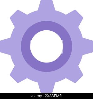 Simple cog wheel gear mechanism vector flat illustration. Machinery industrial engineering motion progress development isolated. Circled metallic toot Stock Vector