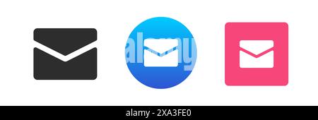 Mail incoming newsletter internet notification icon email closed envelope communication correspondence set vector flat illustration. Digital letter re Stock Vector