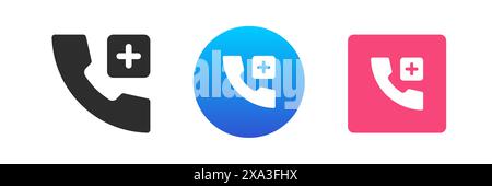 Add contact address phone book telephone connect communication technology icon set vector flat illustration. Phonebook member account plus symbol cybe Stock Vector