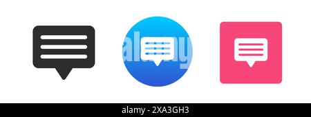 Chat box speech bubble text message cyberspace communication icon set vector flat illustration. Texting social network newsletter alert conversation i Stock Vector