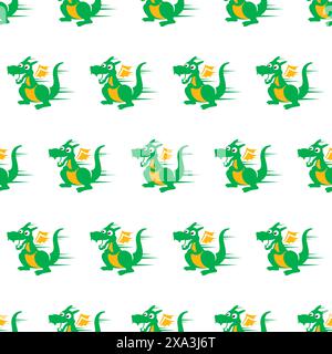 Dragon kids flying seamless pattern Stock Vector