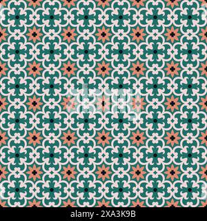 Decorative tile pattern, floral background vintage Stock Vector