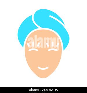 Spa icon. Face with towel, relaxation, pampering, self-care, beauty treatment, wellness, spa day, facial. Stock Vector