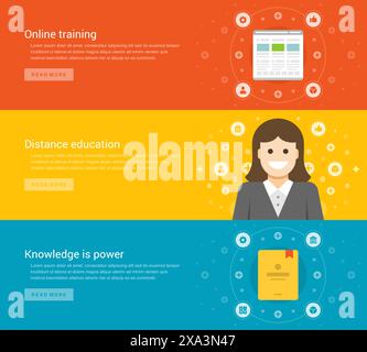 Knowledge is Power concept, flat design vector illustration close-up ...