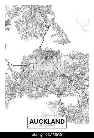 City map Auckland, urban planning travel vector poster design Stock Vector