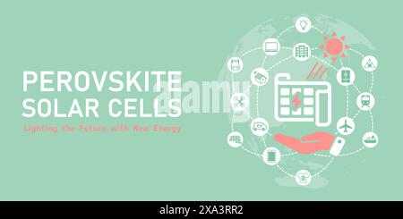 Perovskite solar cell applications vector banner illustration Stock Vector