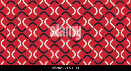 Abstract geometric seamless pattern, vector elegant color rhythmic repeating texture with wavy intertwining lines ornament Stock Vector