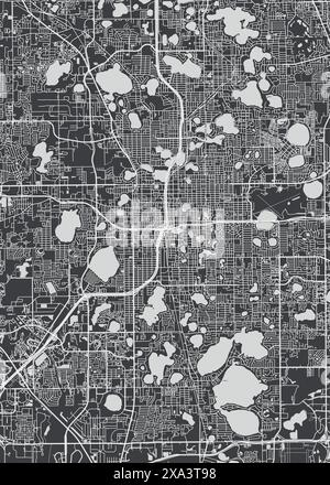 City map Orlando, monochrome detailed plan, vector illustration Stock Vector