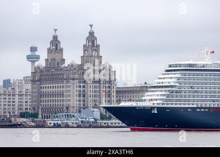 Naming ceremony of Cunard's latest liner, Queen Anne, on the river Mersey at Liverpool. Stock Photo