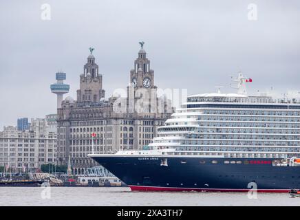 Naming ceremony of Cunard's latest liner, Queen Anne, on the river Mersey at Liverpool. Stock Photo