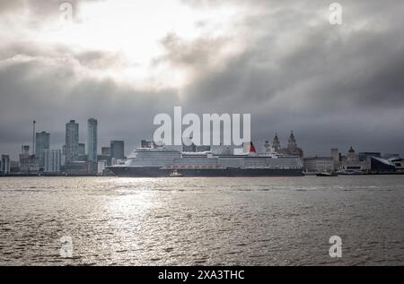 Naming ceremony of Cunard's latest liner, Queen Anne, on the river Mersey at Liverpool. Stock Photo