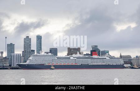 Naming ceremony of Cunard's latest liner, Queen Anne, on the river Mersey at Liverpool. Stock Photo