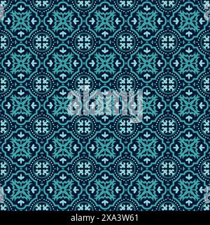 Decorative Blue tile pattern design. Vector illustration. Tile Seamless Pattern Design, Wallpaper Stock Vector