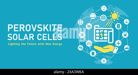Perovskite solar cell applications vector banner illustration Stock Vector