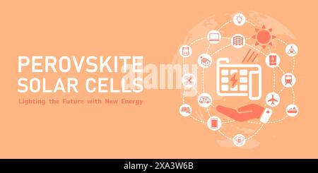 Perovskite solar cell applications vector banner illustration Stock Vector