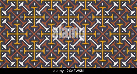Abstract geometric seamless pattern, vector elegant color rhythmic repeating texture with dynamic ornament in warm colors Stock Vector