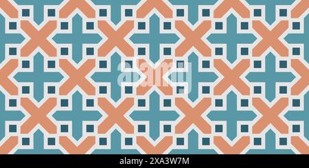 Abstract geometric seamless pattern, vector elegant color rhythmic repeating texture with cross ornament Stock Vector