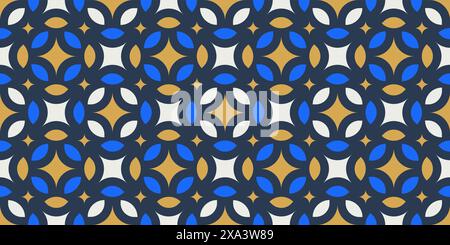 Abstract geometric seamless pattern, vector elegant color rhythmic repeating texture with colored blast and star glare ornament Stock Vector