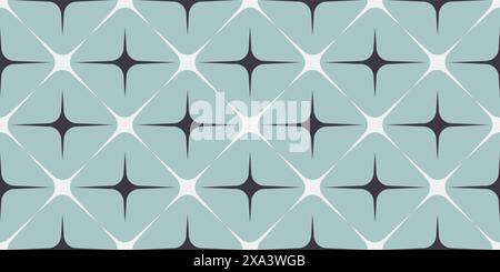 Abstract geometric seamless pattern, vector elegant color rhythmic repeating texture with deformed shapes of the sun and stars Stock Vector