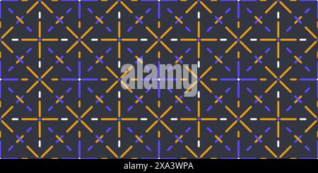 Abstract geometric seamless pattern, vector elegant color rhythmic repeating texture with dotted cross ornament Stock Vector