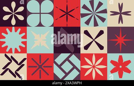 Abstract geometry modernism aesthetics, brutalism pattern inspired graphics with bizarre shapes and basic figures, geometric graphics vector compositi Stock Vector