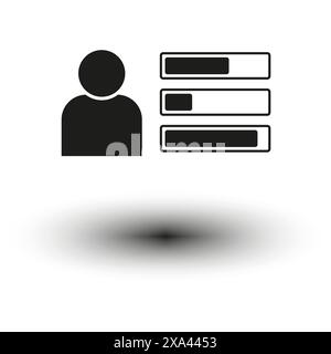 User profile and skill bars vector icon. Personal abilities chart symbol. Resume skills graphics. Stock Vector