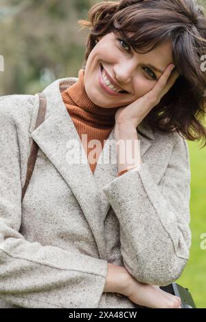 Portrait of Woman Smiling Outdoors Stock Photo