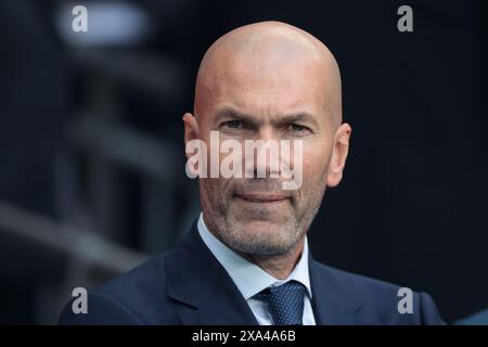 London, UK. 1st June, 2024. Former France, Juventus and Real Madrid Midfielder and UEFA Ambassador Zinedine Zidane during the UEFA Champions League match at Wembley Stadium, London. Picture credit should read: Jonathan Moscrop/Sportimage Credit: Sportimage Ltd/Alamy Live News Stock Photo