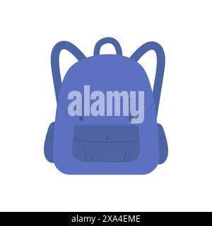 Blue school backpack, bag with pockets for books and supplies of student vector illustration Stock Vector