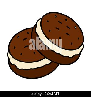 Chocolate cookies and cream filling, isolated on white background, icon and logo. Vector illustration Stock Vector