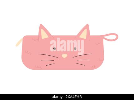 Pink cute pencil case for storage of school supplies and stationery vector illustration Stock Vector