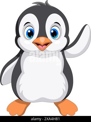 Vector illustration of cute baby penguin cartoon isolated on white background Stock Vector