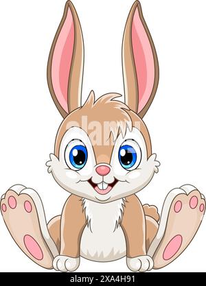 Happy bunny cartoon isolated on white background Stock Vector