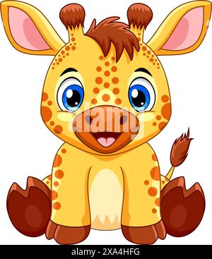 Cartoon cute baby giraffe isolated on white background Stock Vector