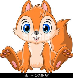 Cartoon happy squirrel isolated on white background Stock Vector