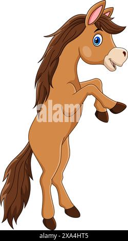 Cute happy horse cartoon isolated on white background Stock Vector