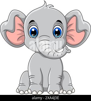 Vector illustration of cute elephant cartoon isolated on white background Stock Vector