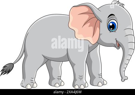 Vector illustration of cute elephant cartoon isolated on white background Stock Vector