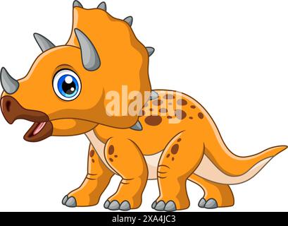 Cute triceratops cartoon vector illustration on white background Stock Vector