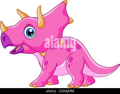 Cute triceratops cartoon vector illustration on white background Stock Vector