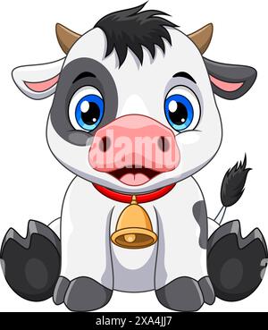 Cartoon cute cow vector illustration on white background Stock Vector