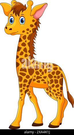 Cute giraffe cartoon isolated on white background Stock Vector
